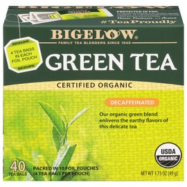 Bigelow Tea Organic Decaffeinated Green Tea, 40 Count (Pack of 6), 240 Total Tea Bags