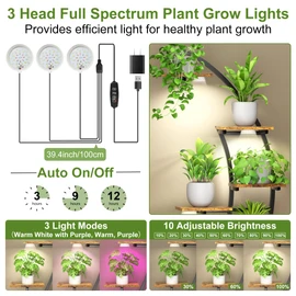 Plant Stand Indoor with Grow Lights, 9 Tier 63" Metal Plant Shelf for Multiple Plants, Tall Lighted Plant Shelves Corner Flower Holder, Half Curved Shape Plant Display Rack for Home Living Room Patio