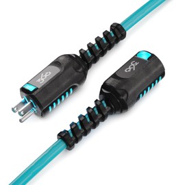 Heavy-Duty 50-ft 12/3 PowerFlex Single Outlet Extension Cord w/Lighted Heads - Aqua/Grey