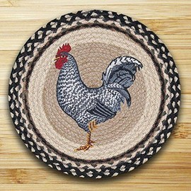 Earth Rugs 57-430R PMRP-430 Rooster 15” Round Placemat, Black