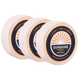 Sunshine Tape 3 Pack Stick It Wig Adhesive Tape Roll - 1/2" x 3 YDS - Double Sided, Medical Grade - Toupee and Wig Tape