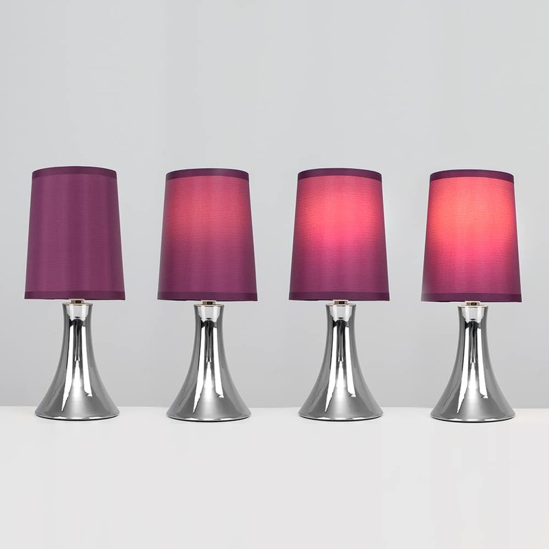 MiniSun Small Modern Chrome Trumpet Touch Table Lamp with Purple