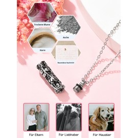 JSDDE Memorial Urn Pendant Necklace, Vintage Urn Pendant for Ashes Hair Nails, Locket Pendant for Filling, Ash Pendant Chain with Funnel Filling Kit, Crystal