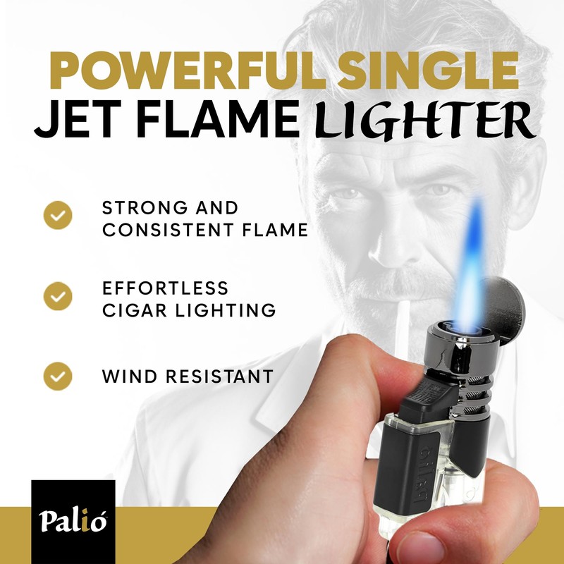Palió Siena Single Jet-Flame Refillable Butane Torch Lighter, Clear |