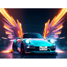 NIHO-JIUMA Diamond Painting Kits Blue Sports car, 5D Full Drill Diamond Art Gifts for Adult, Home Decor (30x40cm/12x16inches)