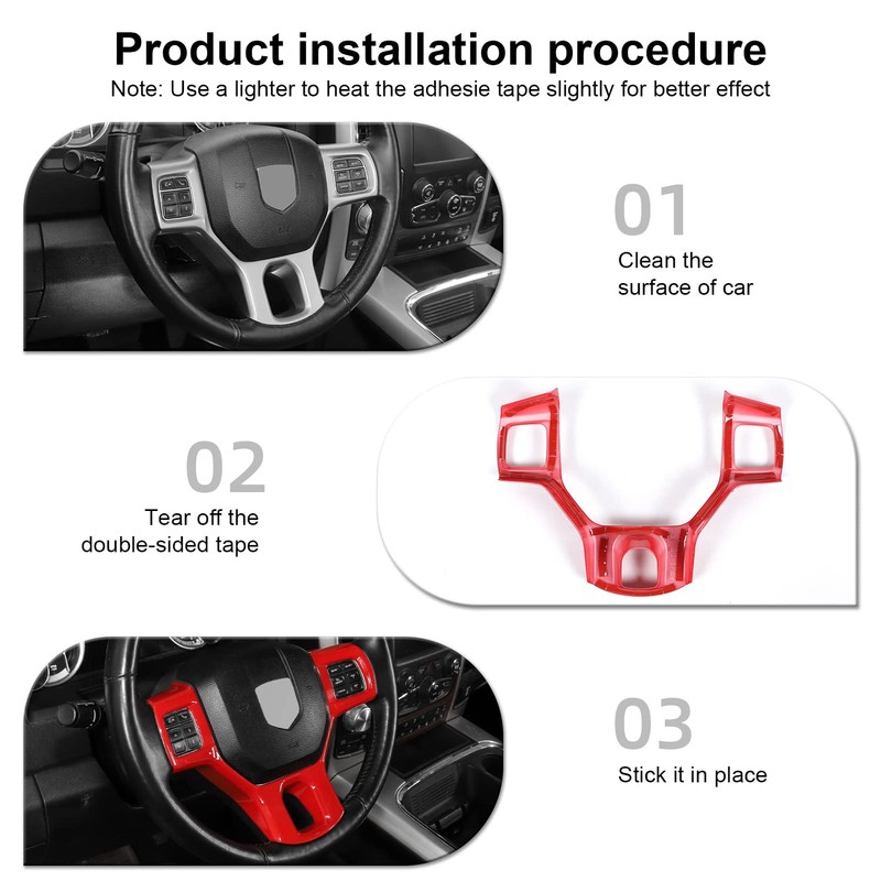 CheroCar for Dodge RAM Steering Wheel Cover Trim Interior Decoration