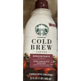 Starbucks 3X Starbucks Cold Brew Coffee Concentrate, Dark Chocolate Hazelnut, 32 Fl Oz