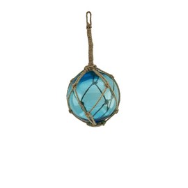 Sea-Club Fishing Ball Maritime Decorative Glass / Rope Diameter 13 cm Sea Blue
