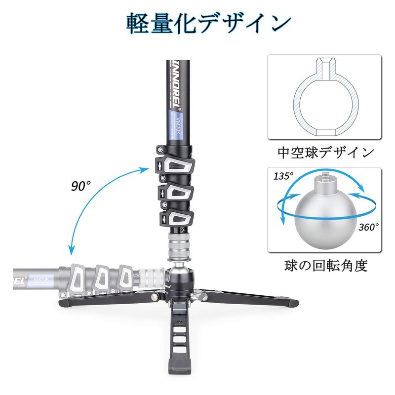 INNOREL Desktop Tripod, Mini Monopod Stand, 2 Tier Legs Opening,