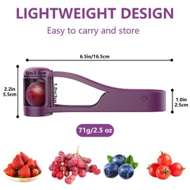 Luvan Grape Cutter for Toddlers Babies, Grape Tomatoes Cherries Strawberry Cutter Tool, Easy to Use, Portable Stainless Steel Grape Quarter Slicer, Kitchen Aid (Purple)
