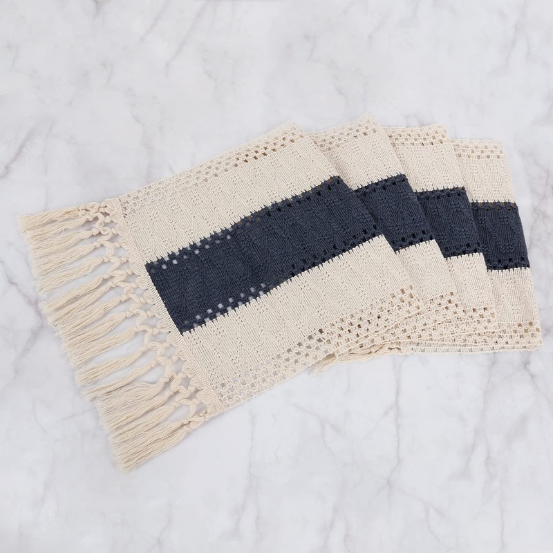 Karlesi Table Runner,Cotton and Natural Burlap Splicing Table Runner with