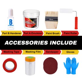 Tub and Tile Refinishing Kit, 17.6oz Tub Refinishing Kit with Complete Tools and Hardener, Tile Paint for Bathtub, Countertop, Sink, Floor, Wall, Kitchen, Gloss White, Waterproof ＆ Voc Free
