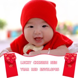 10 Pcs Chinese New Year Red Envelopes - Chinese Red Pockets, Hong Bao Lucky Money Gift Envelopes for Spring Festival, Birthday, Wedding