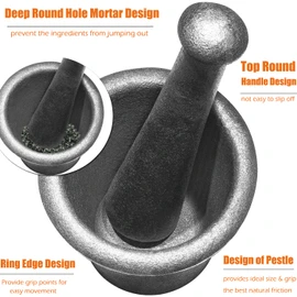 Cast Iron Mortar and Pestle Rock-Ore Crusher Mortar Large Size 6.5KG
