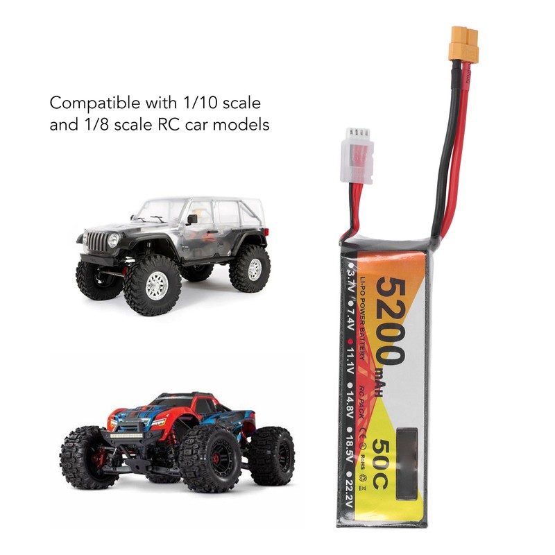 RC Lipo Battery 11.1V 50C Discharge Rate 3S 5200mAh Remote