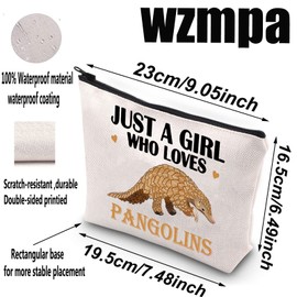 WZMPA Funny Pangolin Cosmetic Makeup Bag Animal Lover Gift Just A Girl Who Loves Pangolins Makeup Zipper Pouch Bag Pangolin Lover Gift For Women Girls, Loves Pangolins