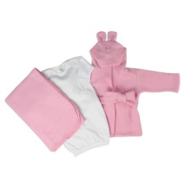 UD_Newborn Baby Girls 3 Pc  Set (gown, Robe, Fleece Blanket) Ls_0143