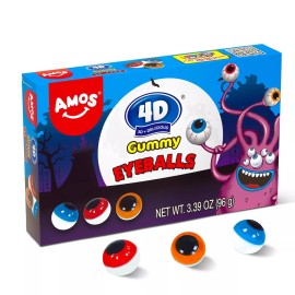 4D Gummy Candy Eyeballs Variety of Edible Colors - 3.39 oz (96g)