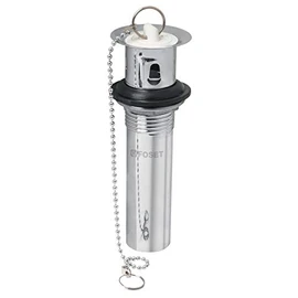 Foset CE-204, Contra p/lavabo c/rebosadero, tapón y cadena, cromo, 1-1/4"
