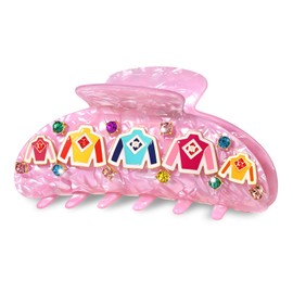 PHALIN Kentucky Derby Hair Claws for Women Riding Suit Hair Claw Clips Large Pink Oval Crystal Acetate Hair Clips Kentucky Derby Outfits Accessories Gifts (Pattern A)