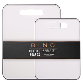 BINO Cutting Board - 2-Piece Chopping Boards | BPA-Free Plastic, Durable, Large Surface, Multipurpose, Dual-Sided, Dishwasher Safe | Charcuterie Accessories | Home & Kitchen Utensils Gray