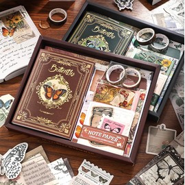 Aesthetic Scrapbook Kit, BetterJonny Vintage Scrapbook Journaling with A6 Grid Notebook Washi Paper Sticker Green Art Journaling Scrapbooking Supplies for DIY Arts Crafts Collage Decorative