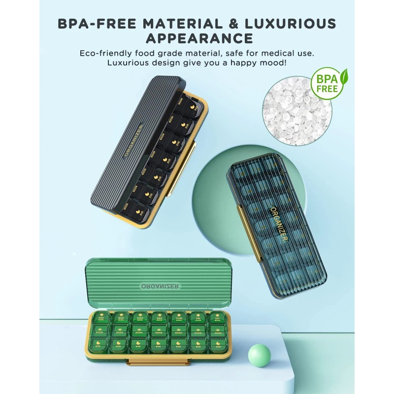 Acedada Pill Organizer 3 Times A Day, 7 Day Pill