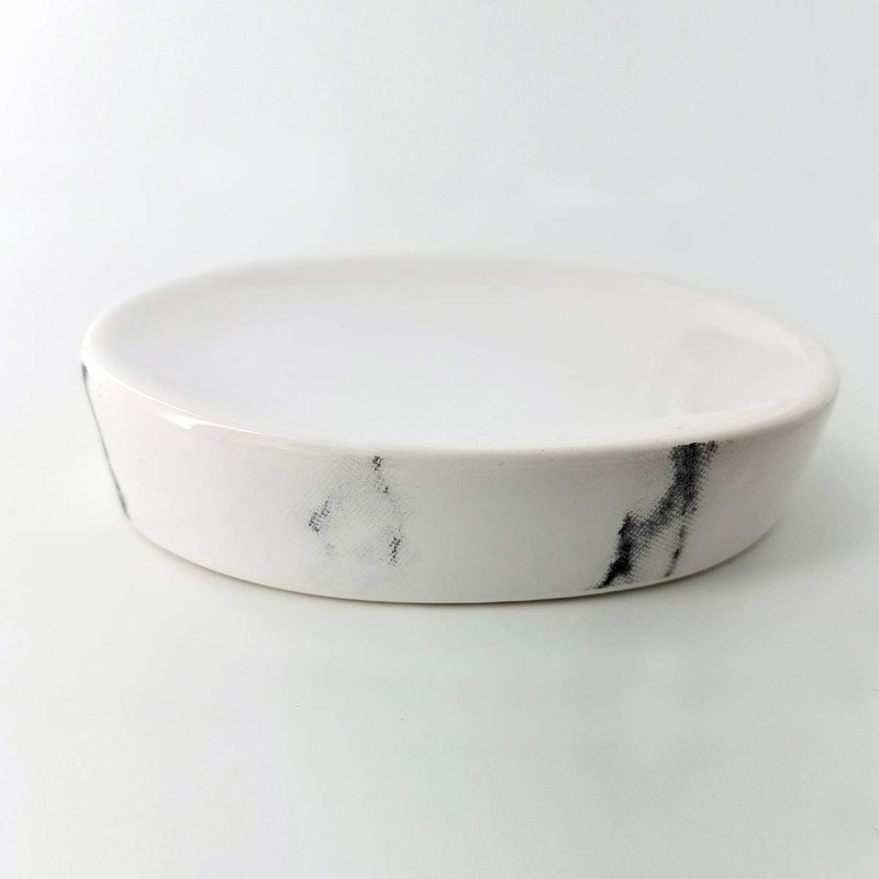 EVIDECO 6482602 Marble Collection Bath Soap Dish Cup Dolomite White,