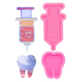 shining queen 2 moldes de resina de silicona para dientes y agujas de resina epoxi para hacer joyas y colgantes, manualidades y soportes de identificación