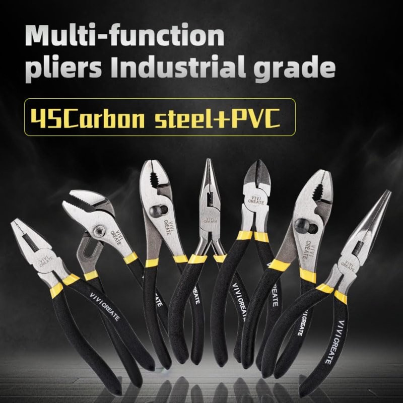Vivicreate 7-Piece Pliers Set Heavy Duty Multipurpose Tools for Home