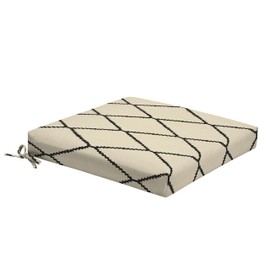 Arden Foam Outdoor Dining Seat Cushion, 19 x 19, Made with ProFoam, Rain-Proof, Fade Resistant, Tan Diamond Trellis