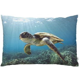 EKOBLA Throw Pillow Cover Sea Turtle Cute Nautical Animal Ocean Theme Coastal Beautiful Watercolor Beach Wildlife Decor Lumbar Pillow Case Cushion for Sofa Couch Bed Standard Queen Size 20x30 Inch