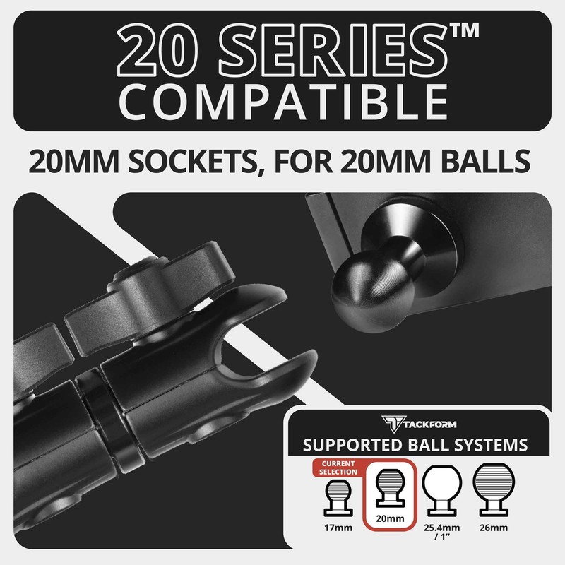 Tackform 3.5" Long Metal 20mm Ball and Socket Arm DuraLock