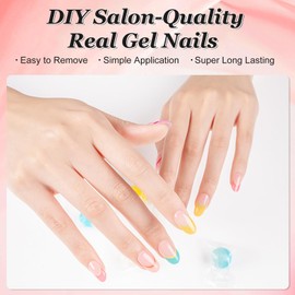 Ceboic UV Gel Nagelfolien, 20 Stück Nagelfolie Selbstklebend Nail Sticker, Halbgehärtete Gel Nagellack Aufkleber für Damen Mädchen Nagelkunst, UV/LED-Lampe Erforderlich - Französische Regenbogen