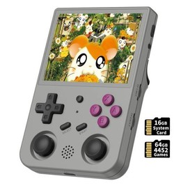 RG353V Handheld Game Console , Dual OS Android 11 and Linux System Support 5G WiFi 4.2 Bluetooth Moonlight Streaming HDMI Output Built-in 64G SD Card 4452 Games - Storage Capacity: RG353V-GRAY