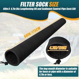 68" L X 4.7" Dia Oil and Sediment Control Pipe Sock Silt and Sediment Filter Dewatering Socks with Drawstring Lengthening Sediment Filter Sock for Oils Contaminates