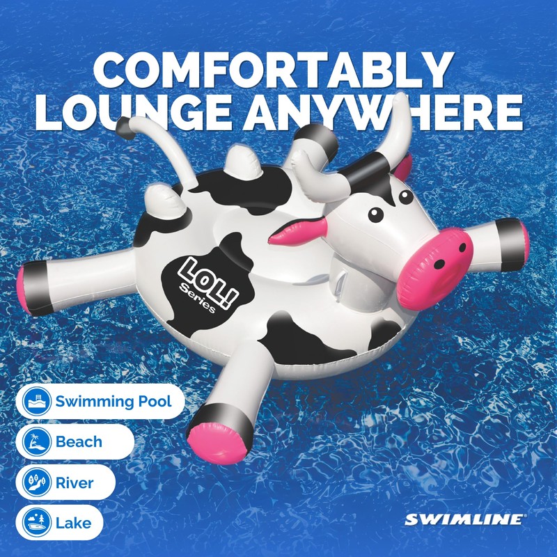 SWIMLINE ORIGINAL 90268 Giant Inflatable LOL Cow Pool Float |
