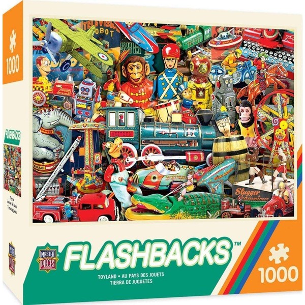 MasterPieces Flashbacks Linen Jigsaw Puzzle, Toyland, 1000 Pieces