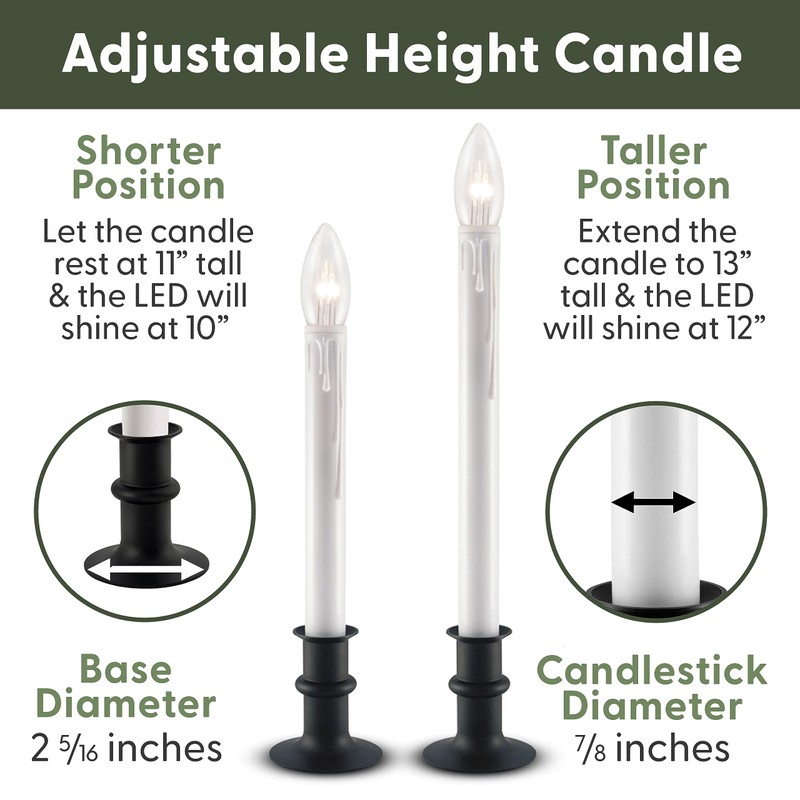 612 Vermont Ultra-Bright LED Window Candles with Timer, Battery Operated,