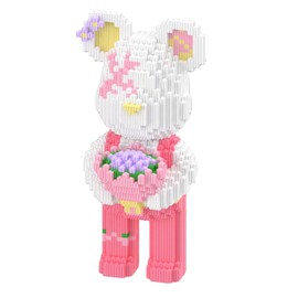 LAICAI Animal Pink Bouquet Cute Bear Micro Building Blocks Set（3770PCS） 12.9in High Series，Gifts for Collectors and Enthusiasts