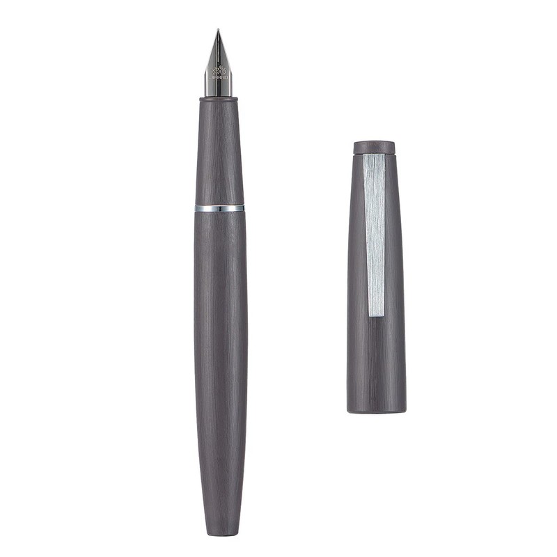 Jinhao 80 - Pluma estilográfica de fibra de carbono cepillada,