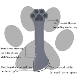 SJANE Cat Food Can Spoons & Can Lids | 4 Pcs | Multi-Function Can Opener | Silicone Pet Food Can Covers | Cute Paw Shape Wet Food Spoon for Cats and Dogs(Pink+Grey)