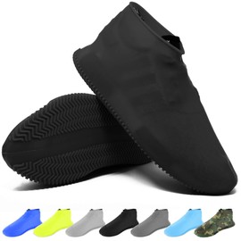 BAYI -Waterproof Shoe Cover Rain Shoe Covers Reusable Silicone Magic Shoe Running Cover Rubber Protector (Extra Large, Black)