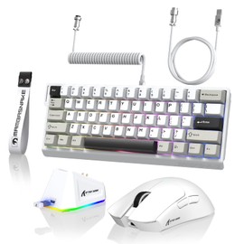 ATTACK SHARK X11&X60HE Mechanical Wireless Gaming Combo,Rapid Trigger Magnetic Switches 8K Keyboard,59g Ultra-Light Mouse with Charging Dock, 22K DPI,PAW3311,RGB Backlit 3-Mode with Coiled Cable-White