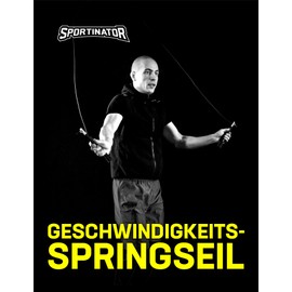 SPORTINATOR® Adjustable rope length, endurance, cardio, indoor/outdoor, fitness, boxing, speed skipping rope with non-slip handles, grey (black)