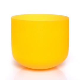 TERRITORY E Note Solar Plexus Chakra Yellow Colored Quartz Frosted Crystal Singing Bowl 8 inch