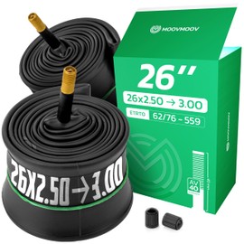 Bicycle Inner Tube 26 x 2.50 > 3.00 (ETRTO 62/76-559) x2 - Schrader Valve 40 mm - Compatible with Mountain Bikes/City Bikes 26 Inch - High Resistance and Elasticity MOOVMOOV