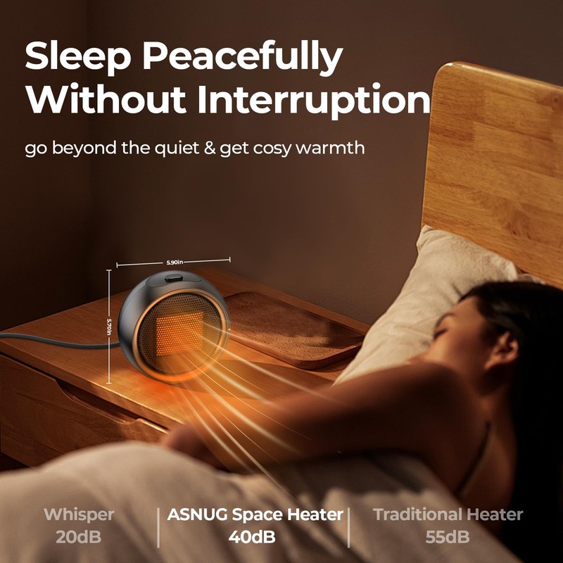 ASNUG Space Heater, Portable Electric 500W PTC Ceramic Heaters for