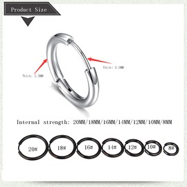 7 pairs of stainless steel hoop earrings, nasolabial rings, male and female small cartilage hoop earring accessories, 8mm, 10mm, 12mm, 14mm, 16mm, 18mm, 20mm (Rose gold)