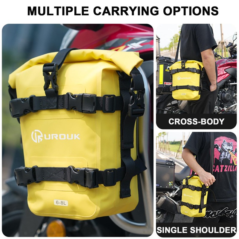 UROUK 6-8L Waterproof Motorcycle Bumper Bag Motor Crash Bar Bag
